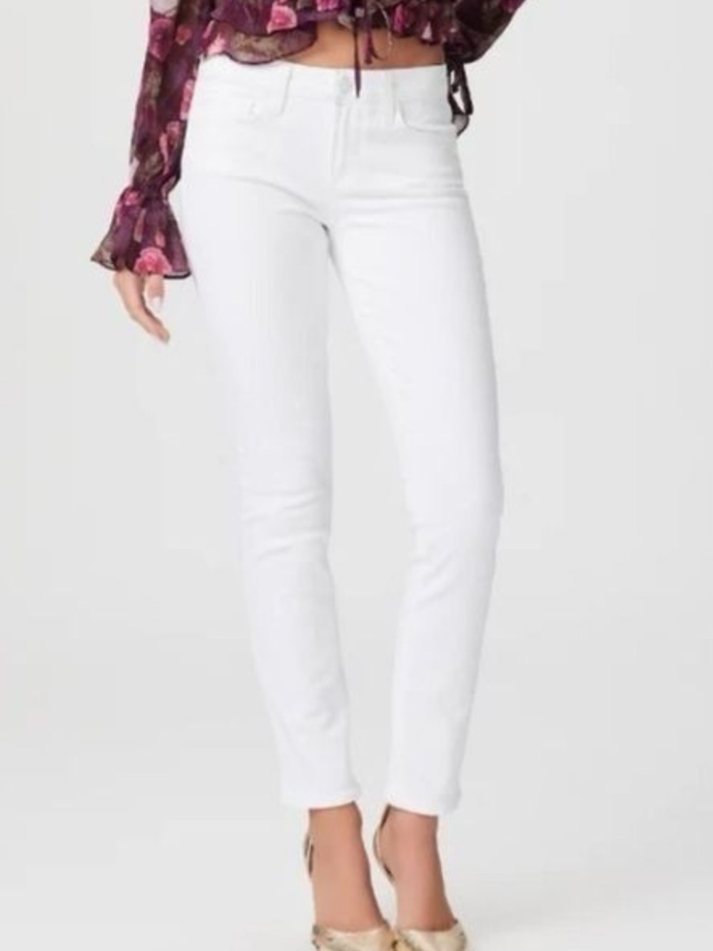 Paige Skyline Ankle Peg Crisp White Stretch Denim Jeans Waist 26